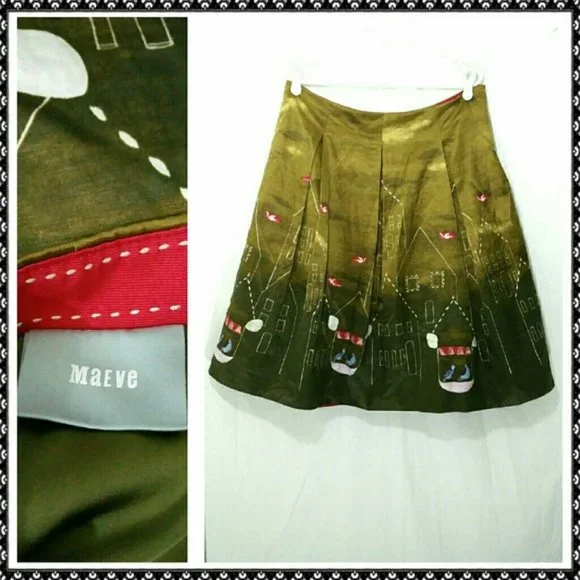 Anthropologie Maeve Village Birds Skirt - Picture 5 of 5